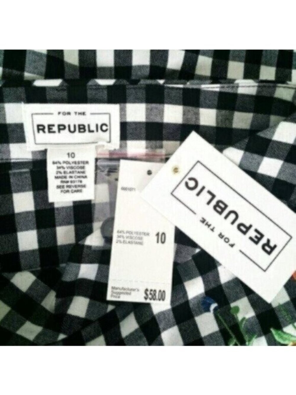 For the Republic Floral Embroidered Gingham High-rise Shorts Black Size 10 - Picture 4 of 5